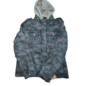 Levi's Men's Cotton Canvas Military Jacket NWT Large full-length zipper & snap-b
